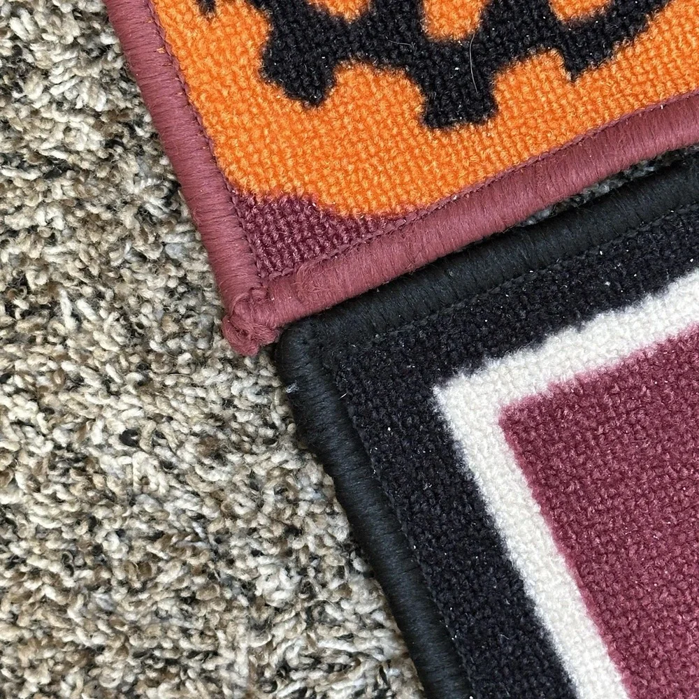 Lot of 2 Halloween Accent Rugs Doormats Pumpkins, Ghosts, Witch, Black Cat 45x26